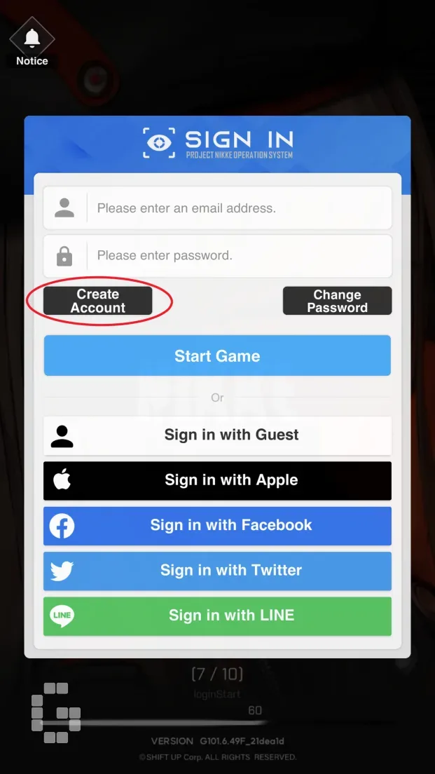 Create account