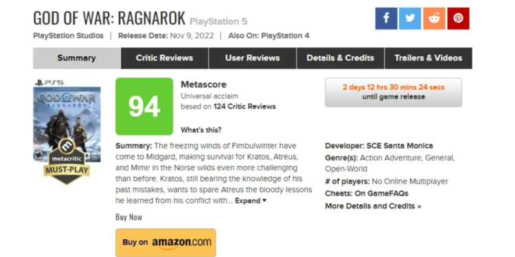 God of war ragnarök jadi game rating tertinggi