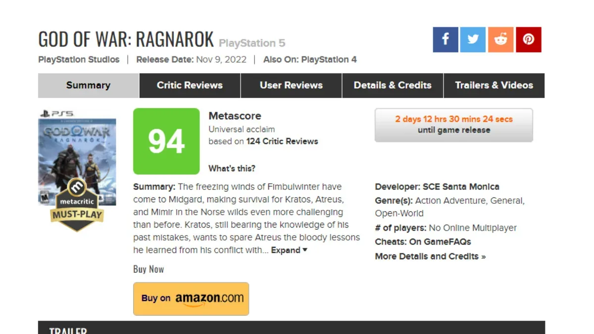 God of war ragnarök jadi game rating tertinggi