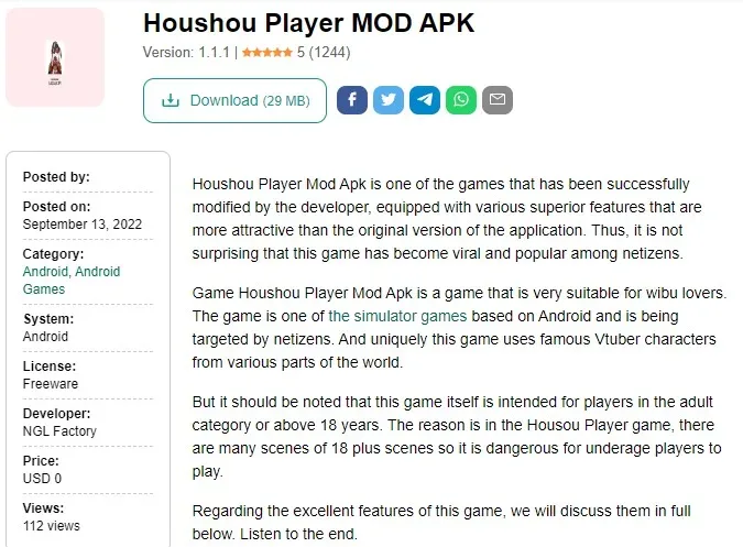 Houshou player mod apk