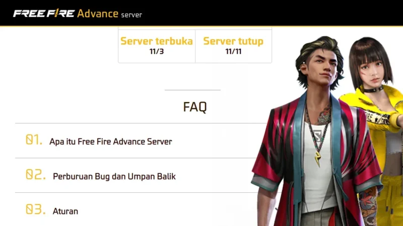 Jam Berapa FF Advance Server November 2022 Dibuka