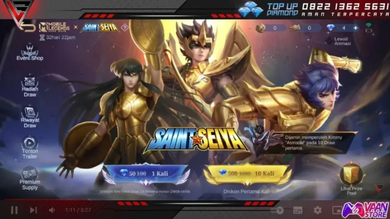 Login Hari Ini Untuk Dapatkan Skin Saint Seiya Mobile Legends Gratis