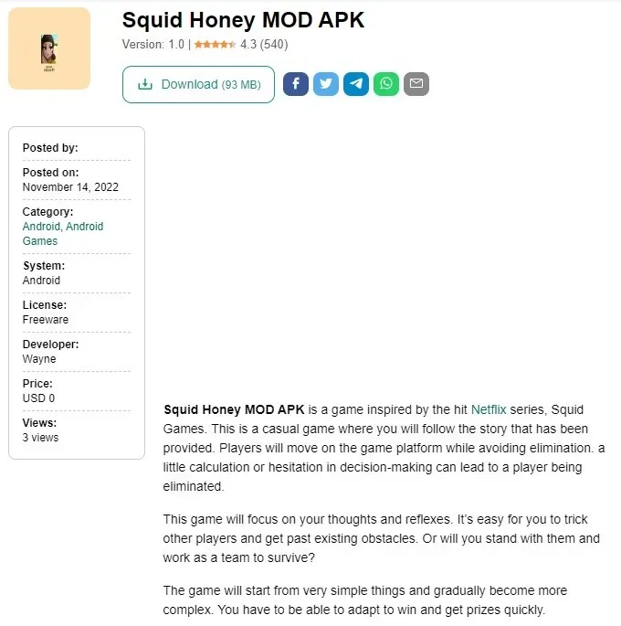 Squid honey mod apk