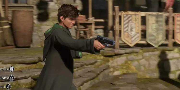 Seorang modder tambahkan senjata pistol ke hogwarts legacy