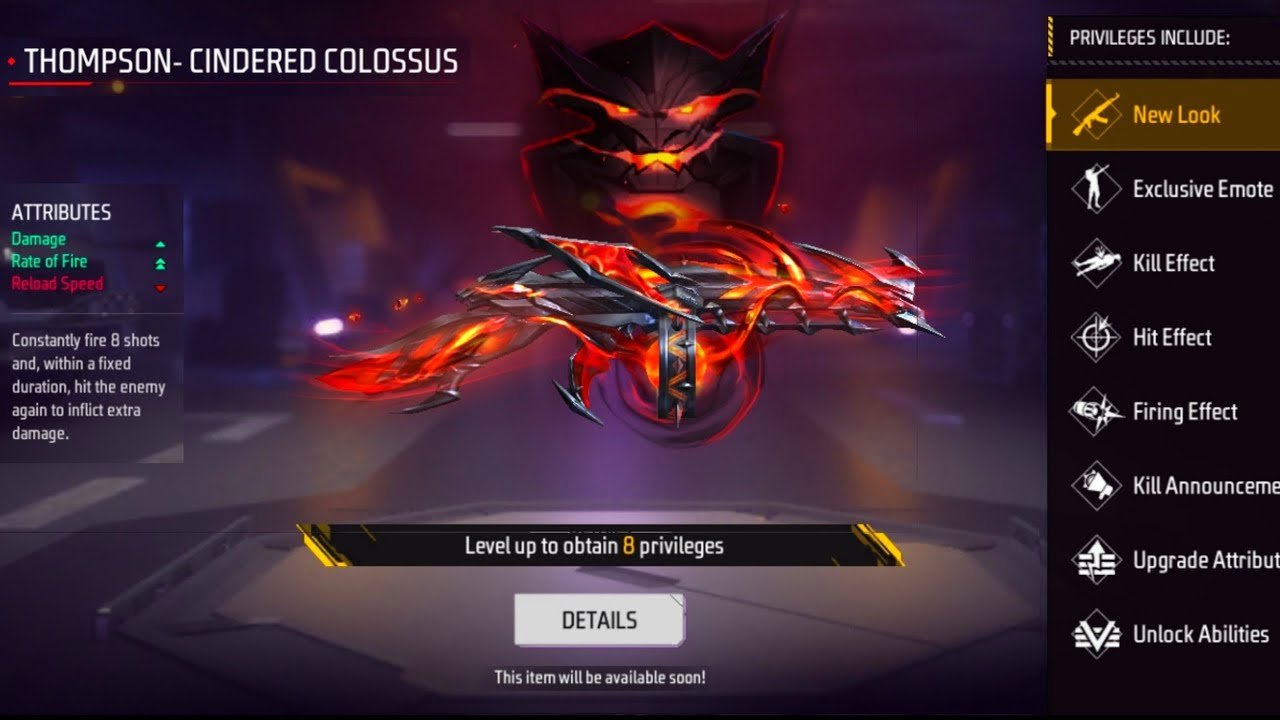 Cara Mendapatkan Evo Gun Thompson Cindered Colossus FF di Event Terbaru