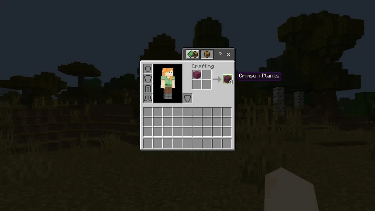 Cara membuat crimson planks di minecraft