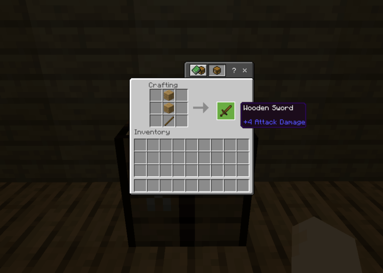 Cara membuat wooden sword di minecraft