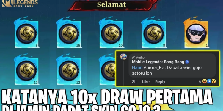 10x draw pertama dijamin dapat skin gojo satoru