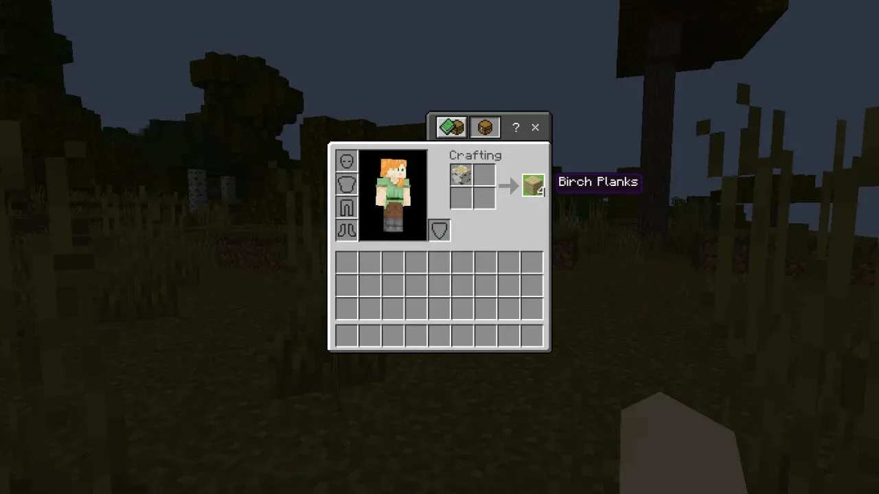 Cara membuat birch planks di minecraft