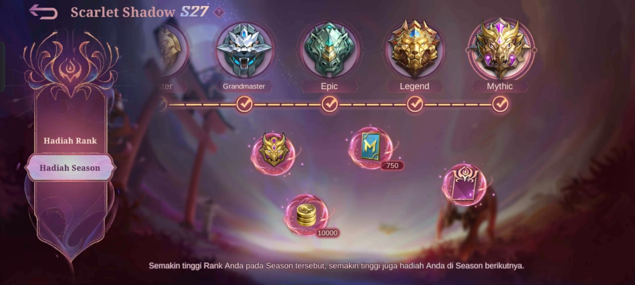 Reset Season 27 Mobile Legends Tanggal Reset, Hadiah Skin, dan Lain