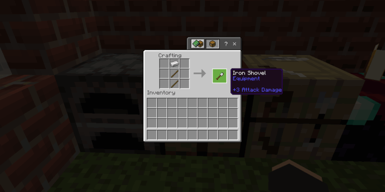 Cara membuat iron shovel di minecraft