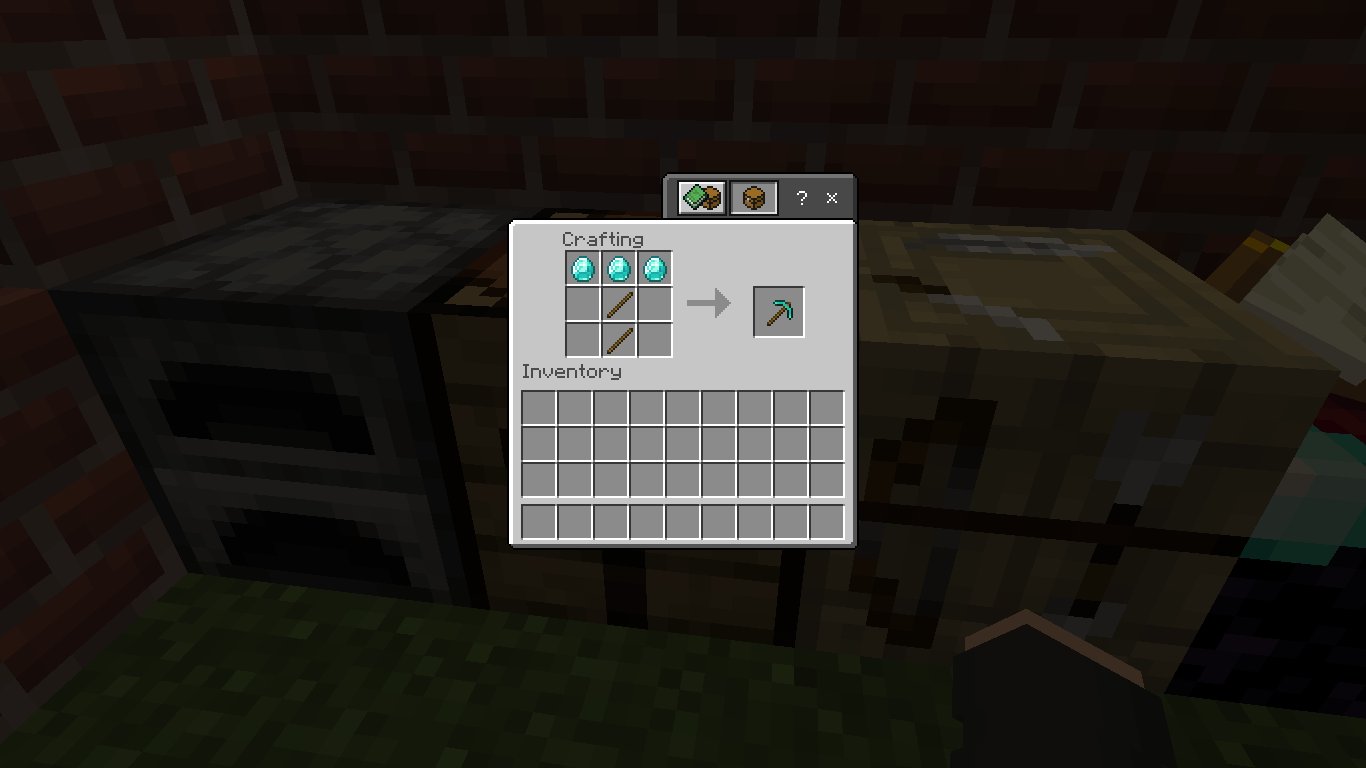 Cara membuat diamond pickaxe di minecraft