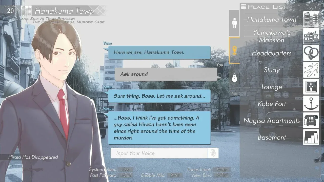 Square enix ai tech preview: the portopia serial murder case