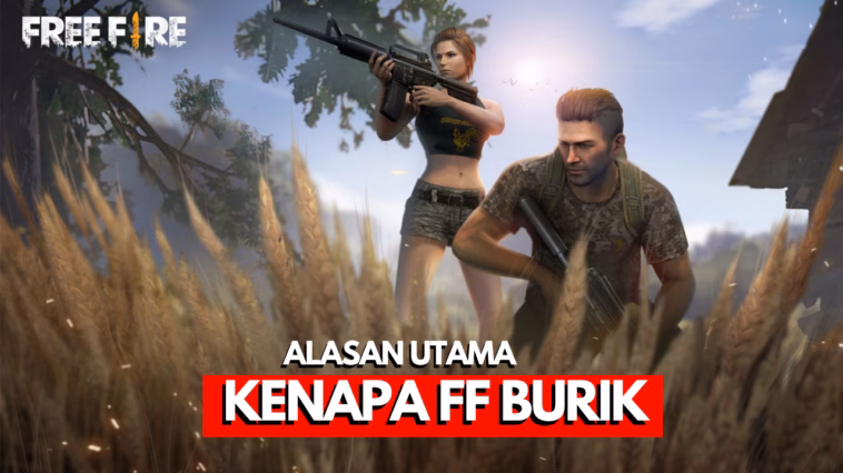 Ilustrasi karakter FF Burik dengan latar belakang dinamis dan warna cerah