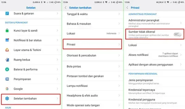 Install aplikasi yang tidak dikenal