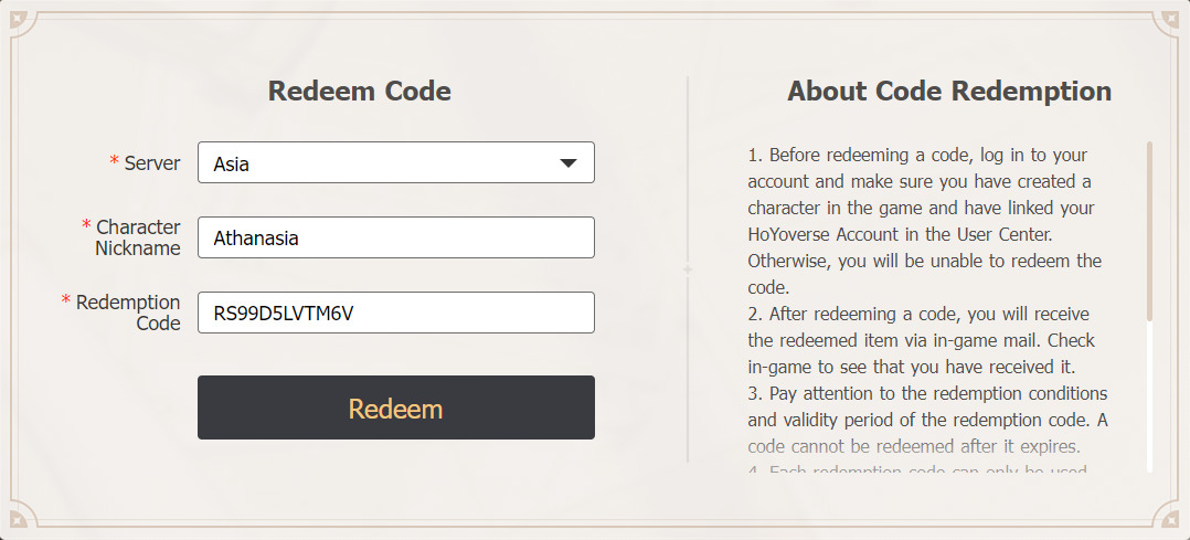 Redeem code 4