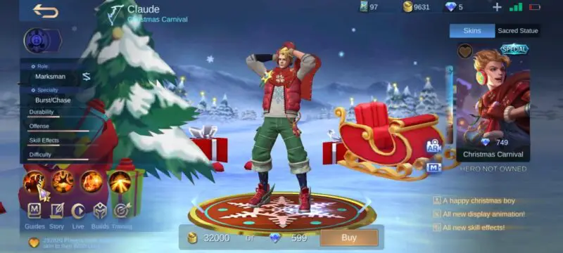 Daftar skin christmas mobile legends ml awal sampai sekarang claude