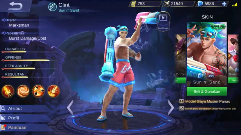 Daftar skin summer mobile legends ml awal sampai sekarang clint