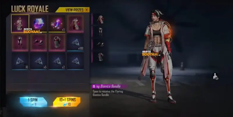 Daftar skin diamond royale free fire ff flaring bionica