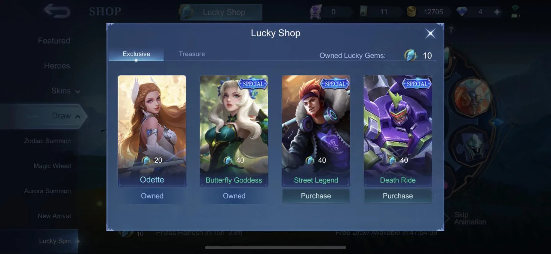 Daftar skin lucky shop mobile legends ml