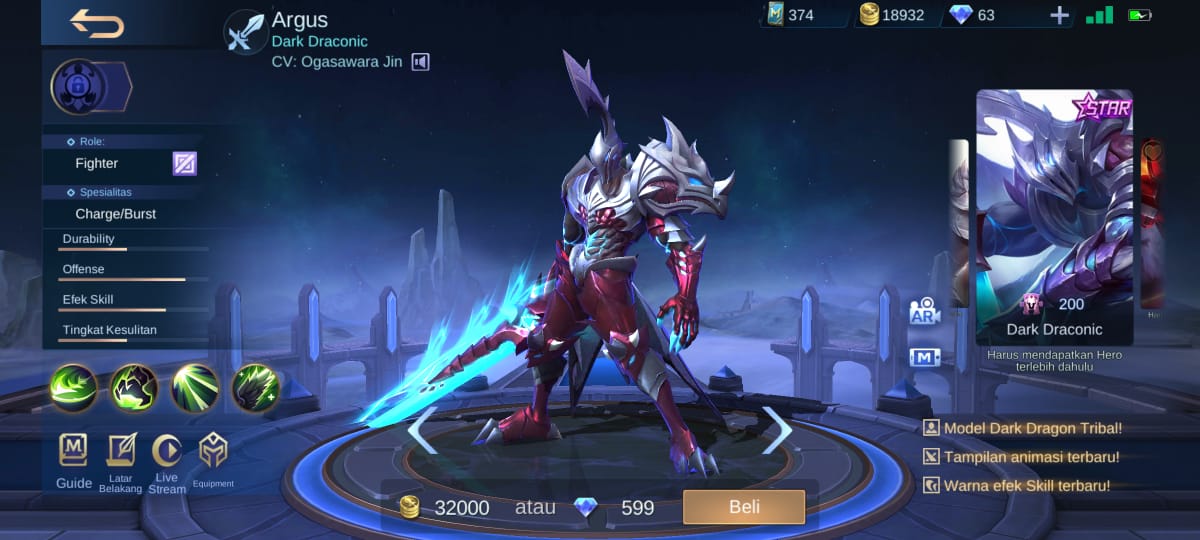 6 Skin Argus Mobile Legends (ML) 3 Skin Argus 1