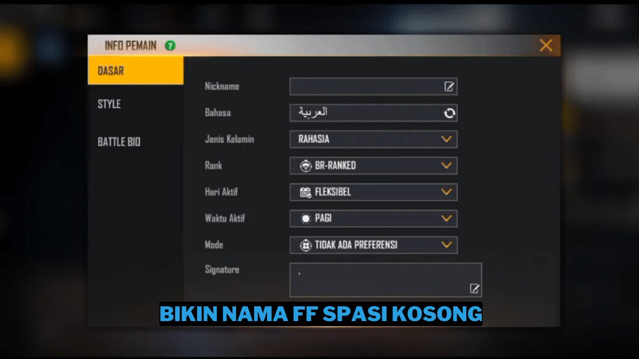 Cara Bikin Nama Free Fire (FF) Spasi Kosong Terbaru 2025