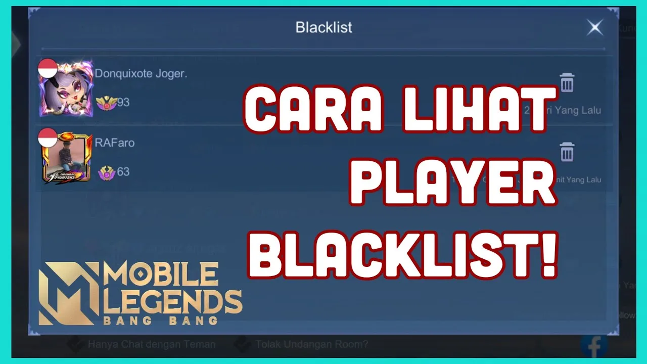 Cara blacklist akun teman atau orang lain mobile legends ml 1 1