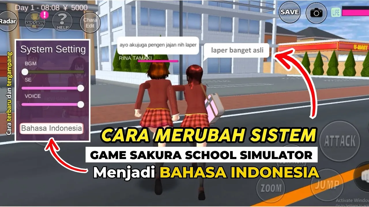 Cara ganti bahasa indonesia sakura school simulator mudah