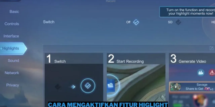 Cara mengaktifkan highlight mobile legends (ml) gamedaim