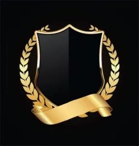 Premium vector gold and black shield with gold laurels 285x300 3