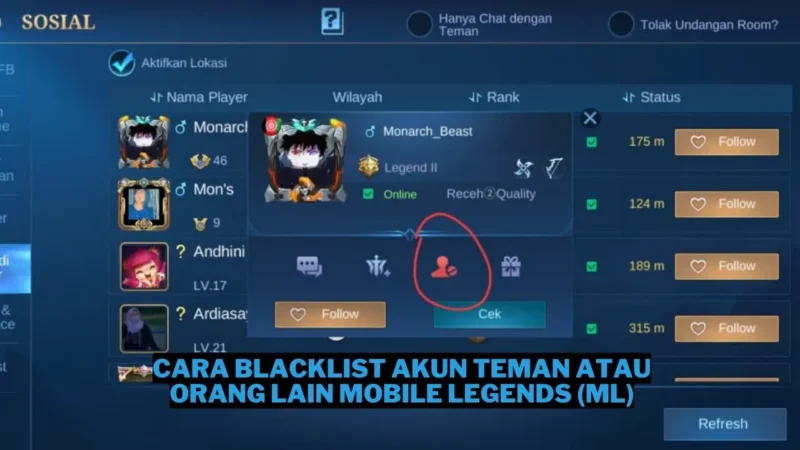 Cara Blacklist Akun Teman atau Orang Lain Mobile Legends (ML)