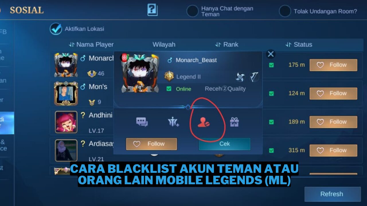 Cara Blacklist Akun Teman atau Orang Lain Mobile Legends (ML)