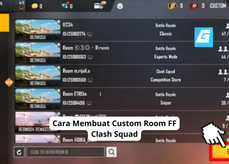 Cara membuat custom room ff clash squad