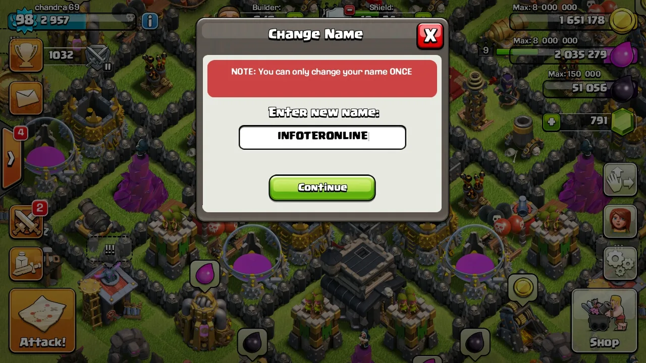 Cara ganti nama coc 1