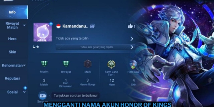 Cara mengganti nama akun honor of kings