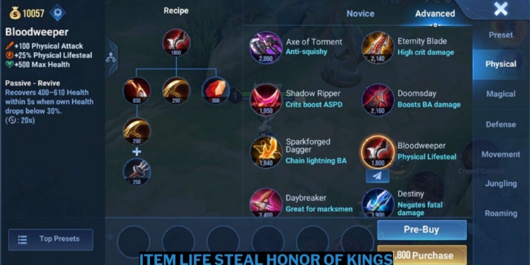 Item life steal honor of kings