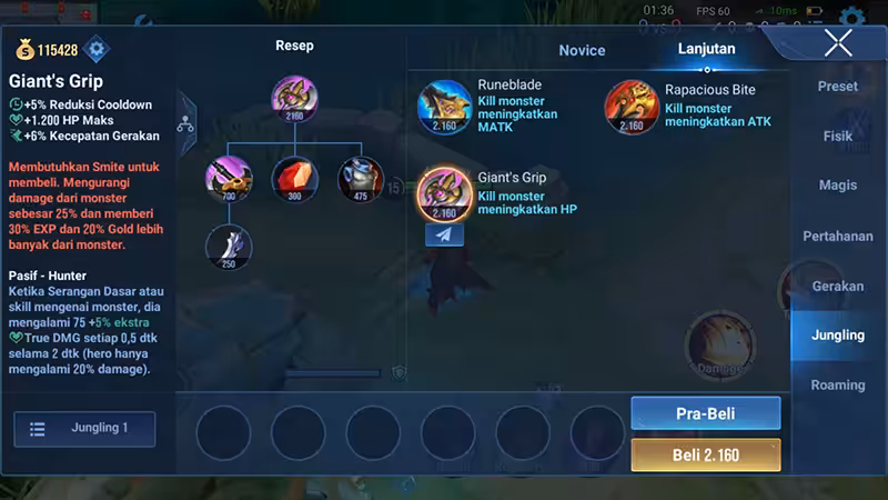 Daftar Item Jungle Honor of Kings Lengkap 2 Item Jungle Honor Of Kings Giants Grip