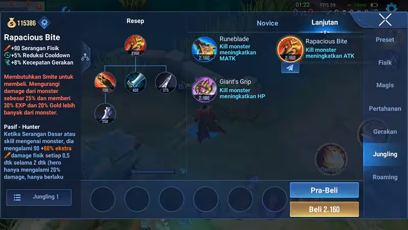 Daftar Item Jungle Honor of Kings Lengkap 3 Item Jungle Honor Of Kings Rapacious Bite