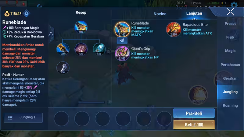 Daftar Item Jungle Honor of Kings Lengkap 4 Item Jungle Honor Of Kings Runeblade