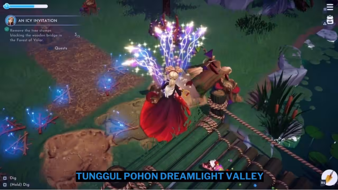 Cara Menghilangkan Tunggul Pohon Disney Dreamlight Valley
