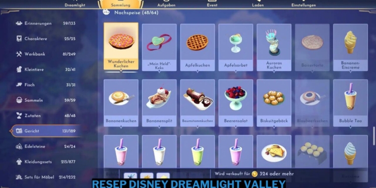 Daftar resep disney dreamlight valley