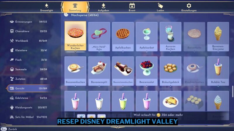 Daftar Resep Disney Dreamlight Valley