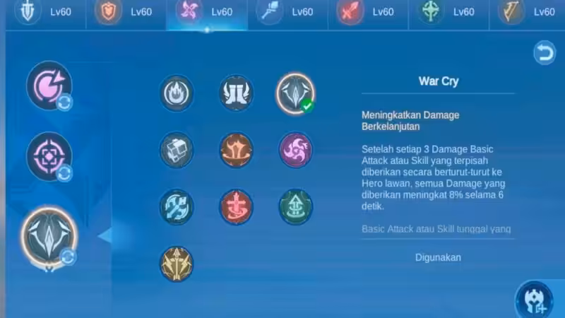 Penjelasan Talent Emblem War Cry Mobile Legends 4 Penjelasan Talent Emblem War Cry Mobile Legends