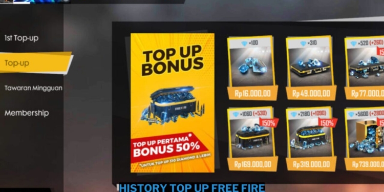 Cara melihat history top up free fire dengan mudah