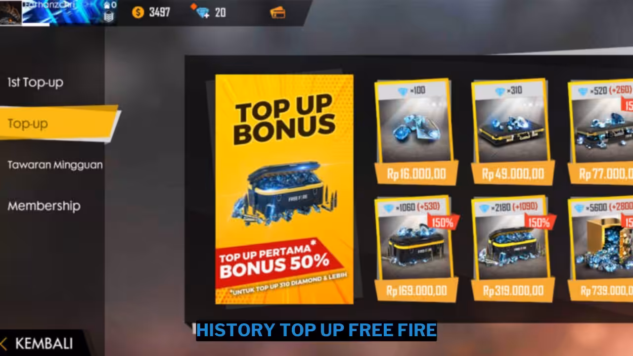 Cara Melihat History Top Up Free Fire dengan Mudah