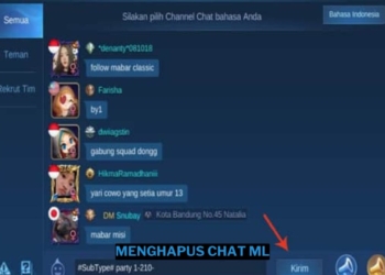 Cara menghapus chat pribadi mobile legends