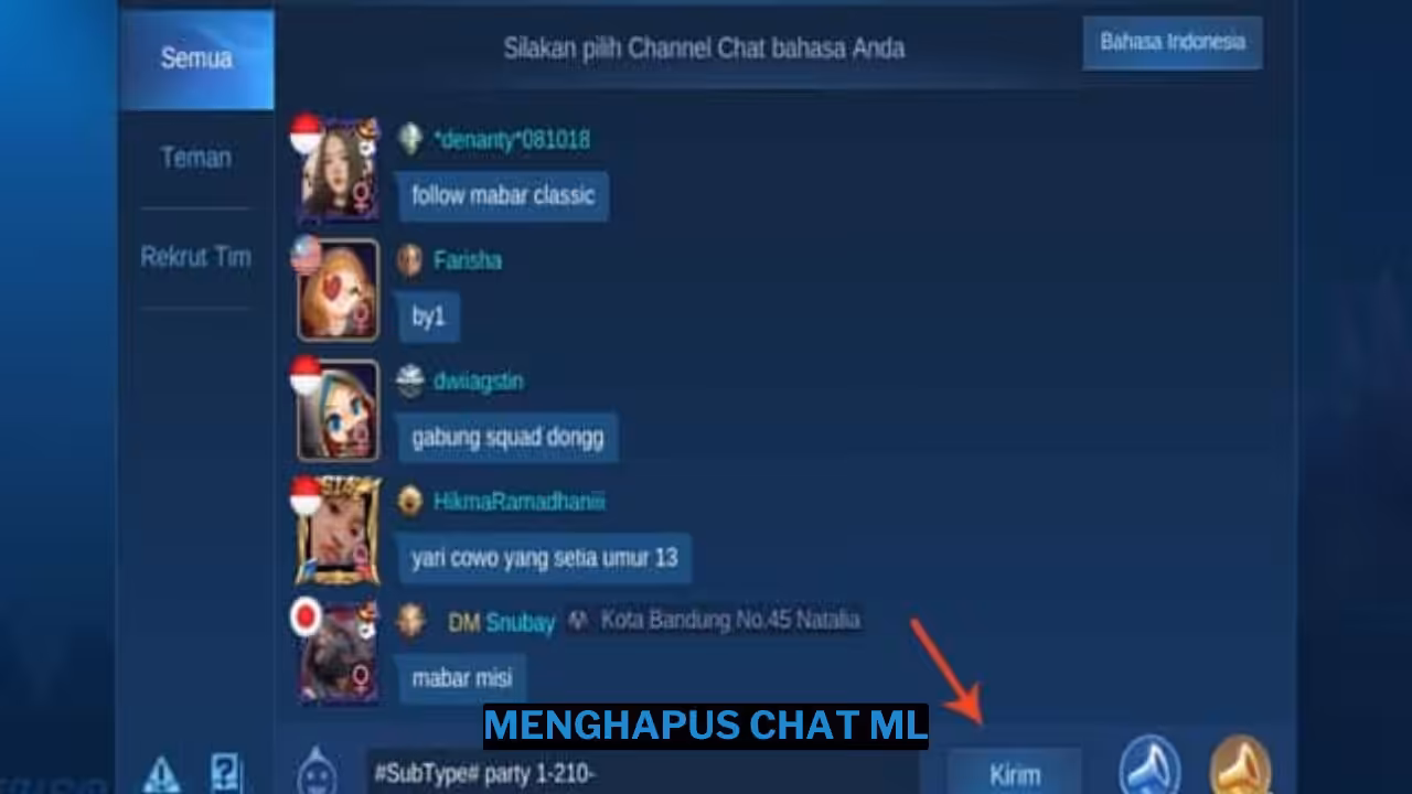 Cara Menghapus Chat Pribadi Mobile Legends