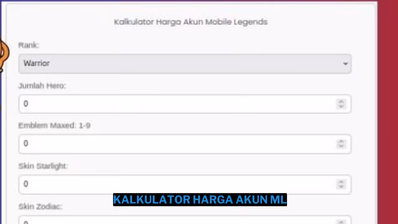Kalkulator Harga Akun Mobile Legends (ML)