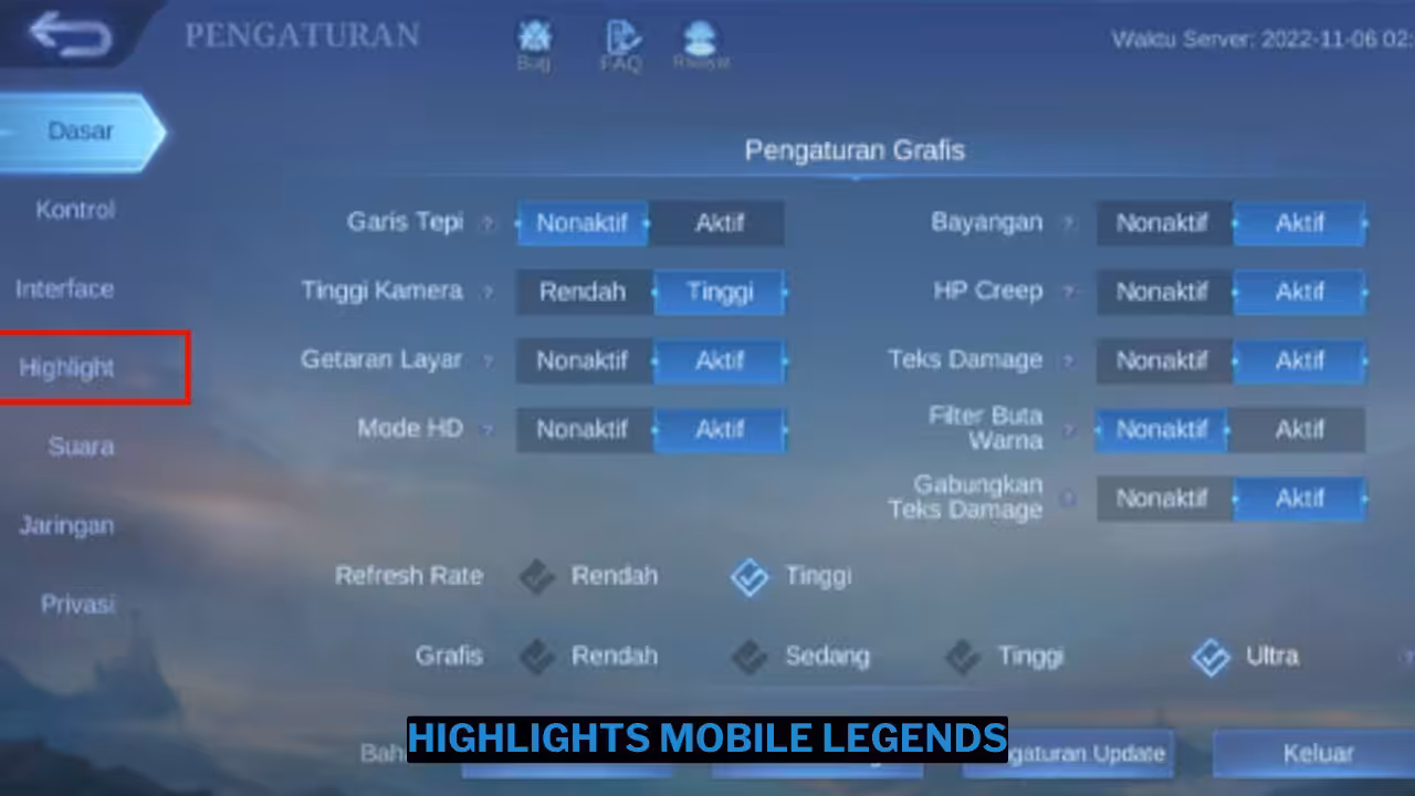 Cara Mengaktifkan Highlights Mobile Legends