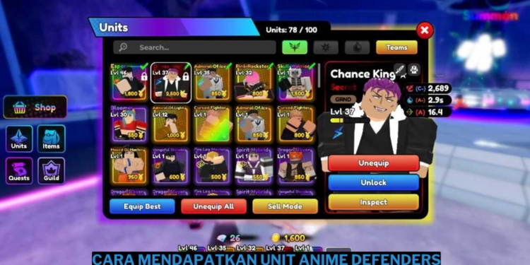 Unit anime defenders: daftar lengkap dan cara mendapatkannya